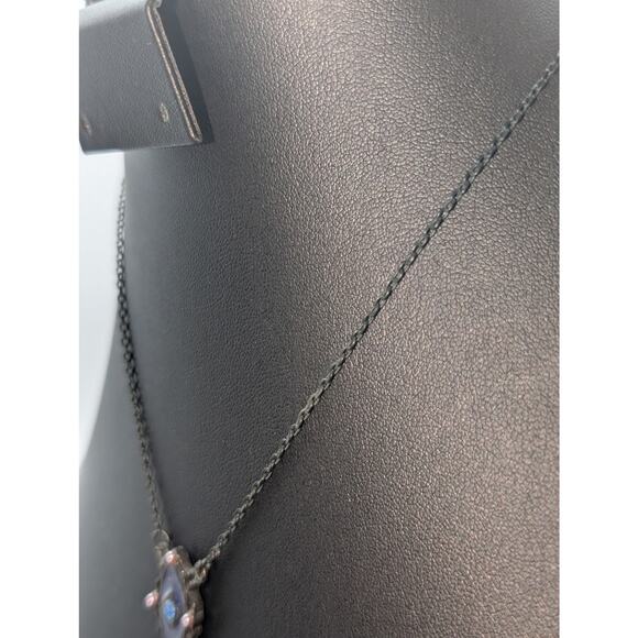 Antiqued Purple Enamel Crystal Y Drop Blackened Chain 15.5" Necklace - Picture 4 of 6